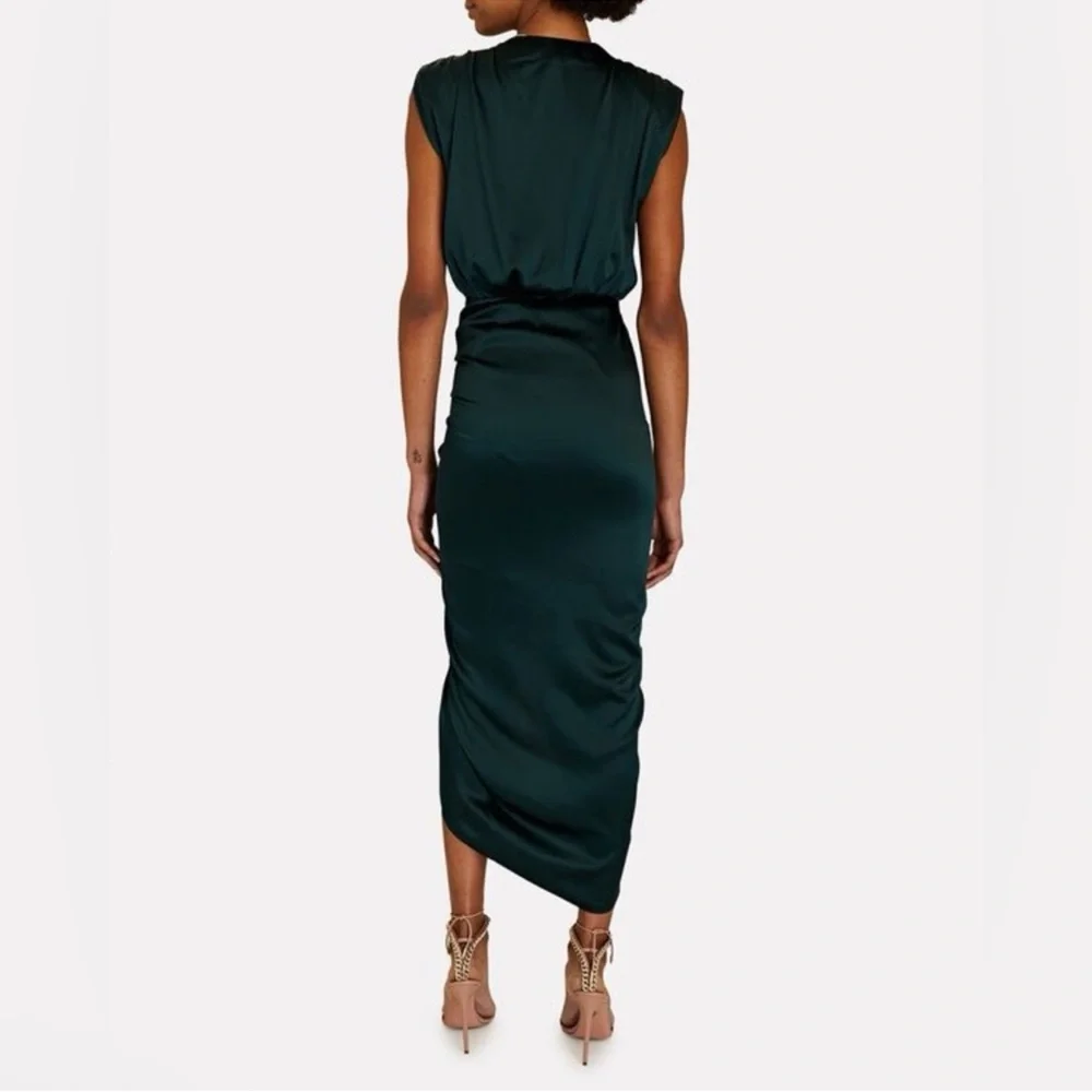 Veronica Beard Casela Silk Rouched Sleeveless Dress in Green Size 6 - Picture 3 of 12